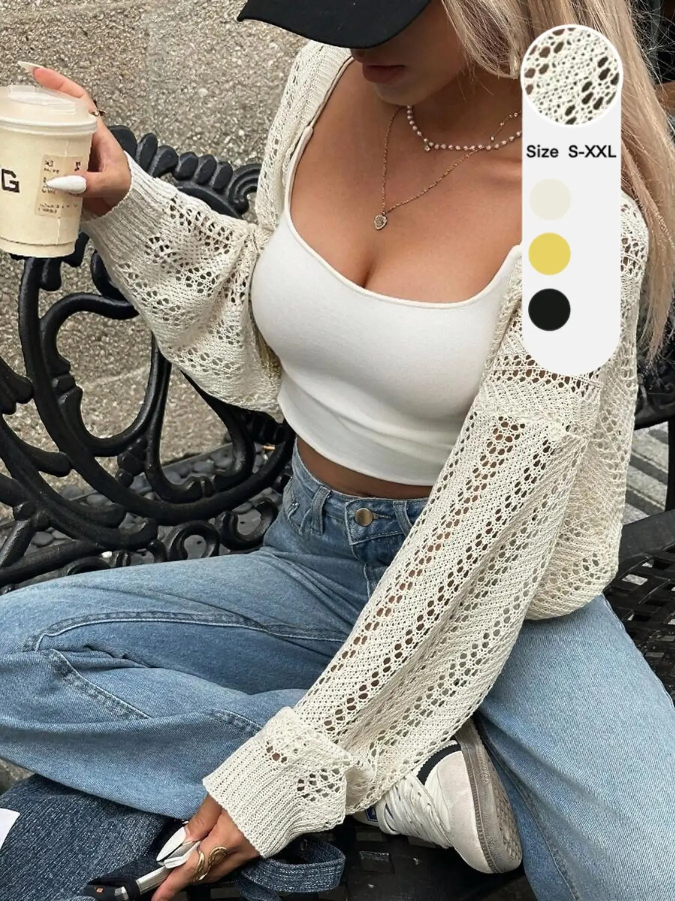 Women's Summer Lightweight Hollow Out Sun Protection Knit Cover Up Cardigan, Elegant Aesthetic Casual Short Sleeve Outerwear, Unique Design Slim Fit Jacket, Knitwear