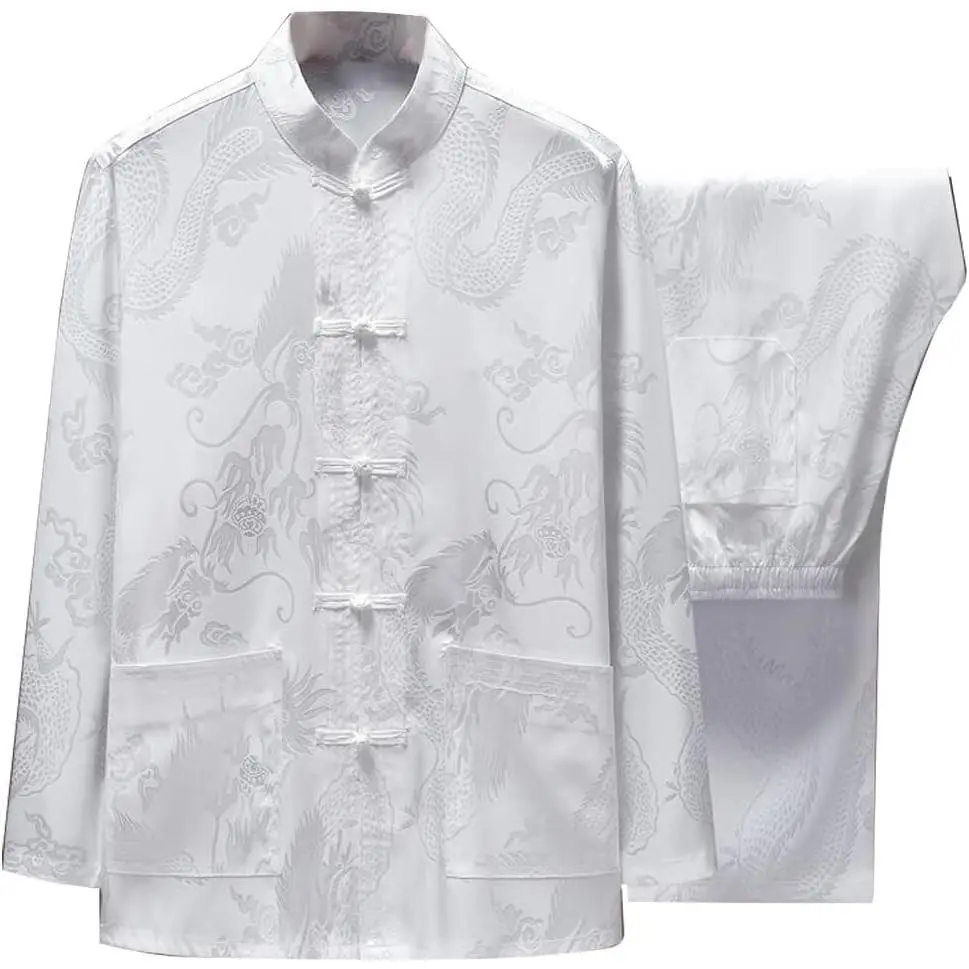 Chinese Tang Suit for Men Kung Fu Uniform Shirt and Pants Traditional Clothes Hanfu Tai Chi Clothes