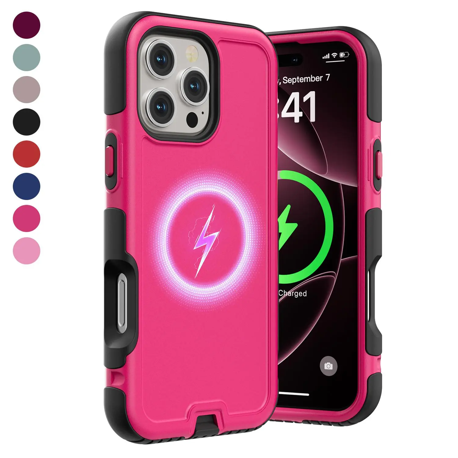 Heavy Duty Magnetic Case for iPhone 16/15/14 Pro Max, MagSafe Compatible Rugged Phone Cover, Dual Layer Shockproof Military Grade Anti-Drop Protection Case with Wireless Charging Support