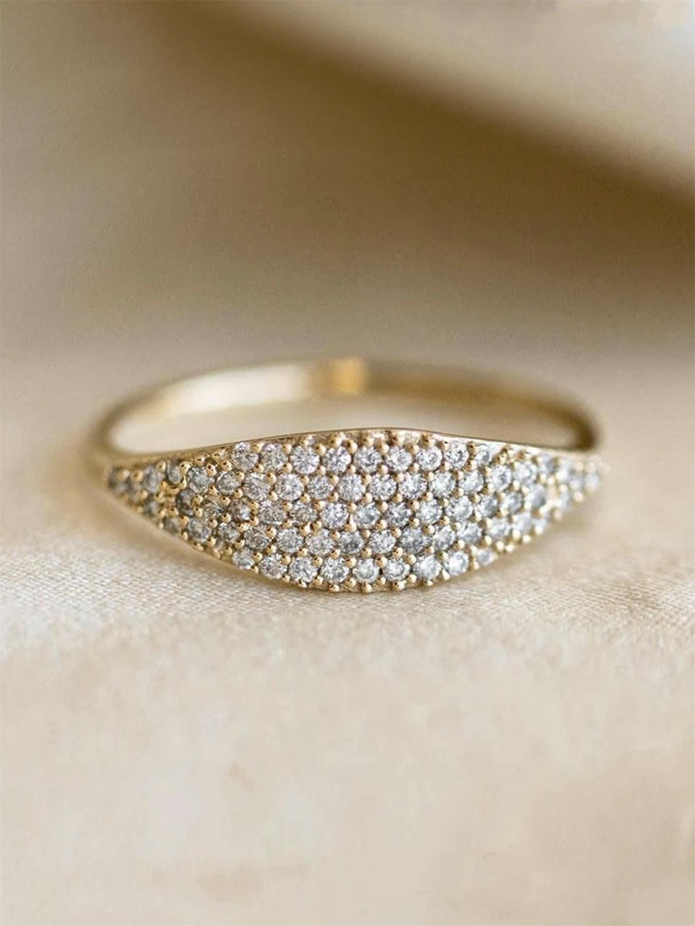 Elegant Rhinestone Decorated Copper Ring, Fashion Gorgeous Chic Rings Jewelry, Trendy Accessories for Wedding Party, Engagement Gift for Women, Wedding Promise Rings