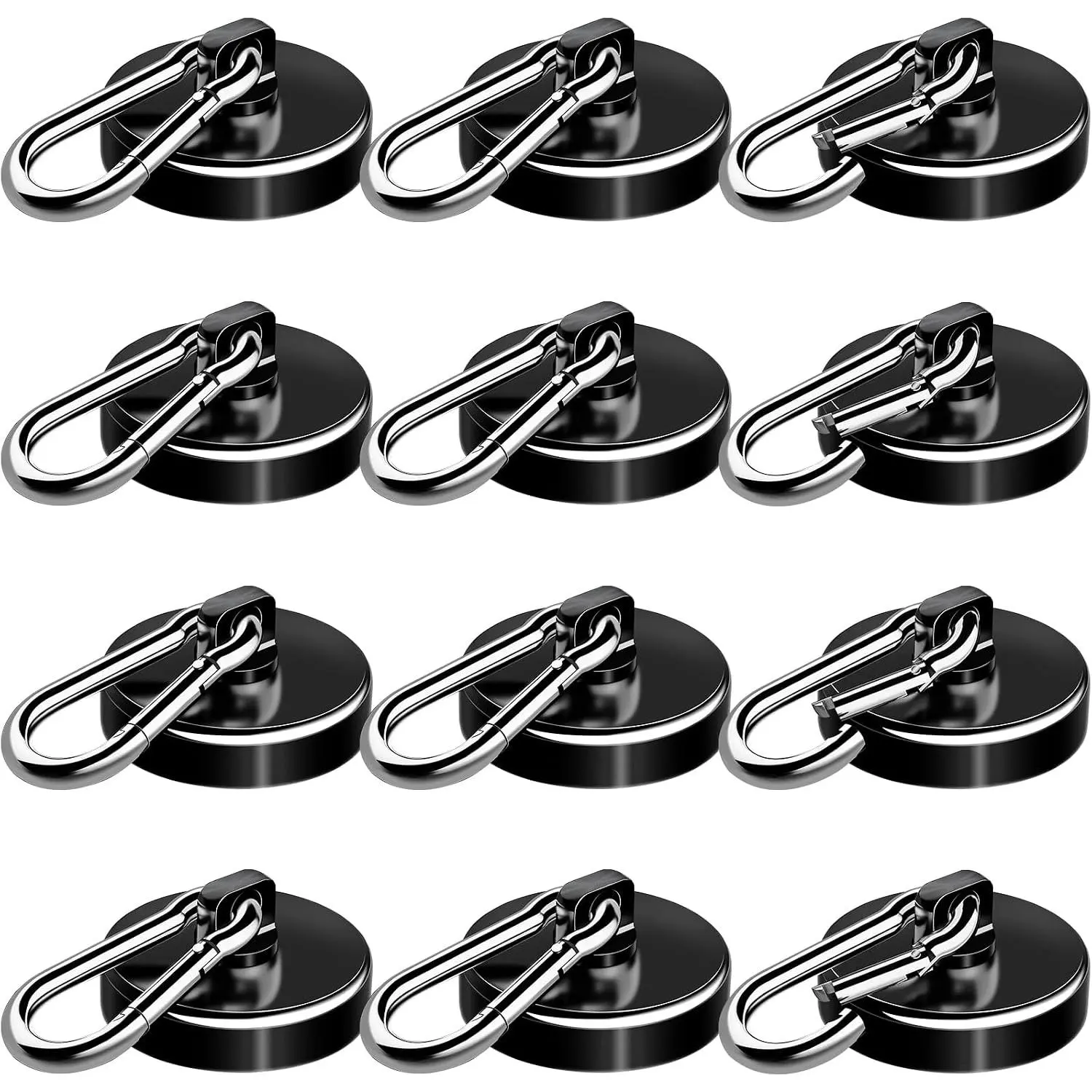 Carabinr Magntic Hooks, 110LBS  Black Magntic Hooks Havy Duty with Swivl Carabinr Hook, Grat for  for Cruis, Garag, Kitchn, Rfrigrator, Lockr (12-Pack)