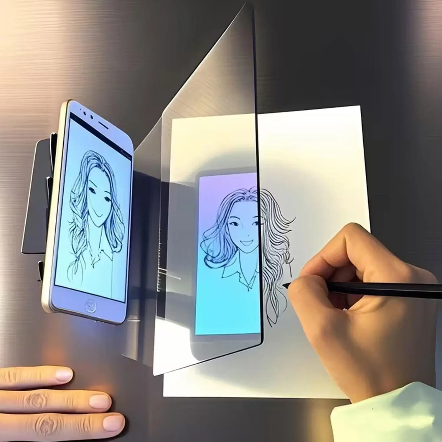 A set of artist-level mobile phone and tablet drawing kits with projection plates - made of durable PVC material, suitable for sketching and creative design, compatible with smart phones and tablets, tablet accessories