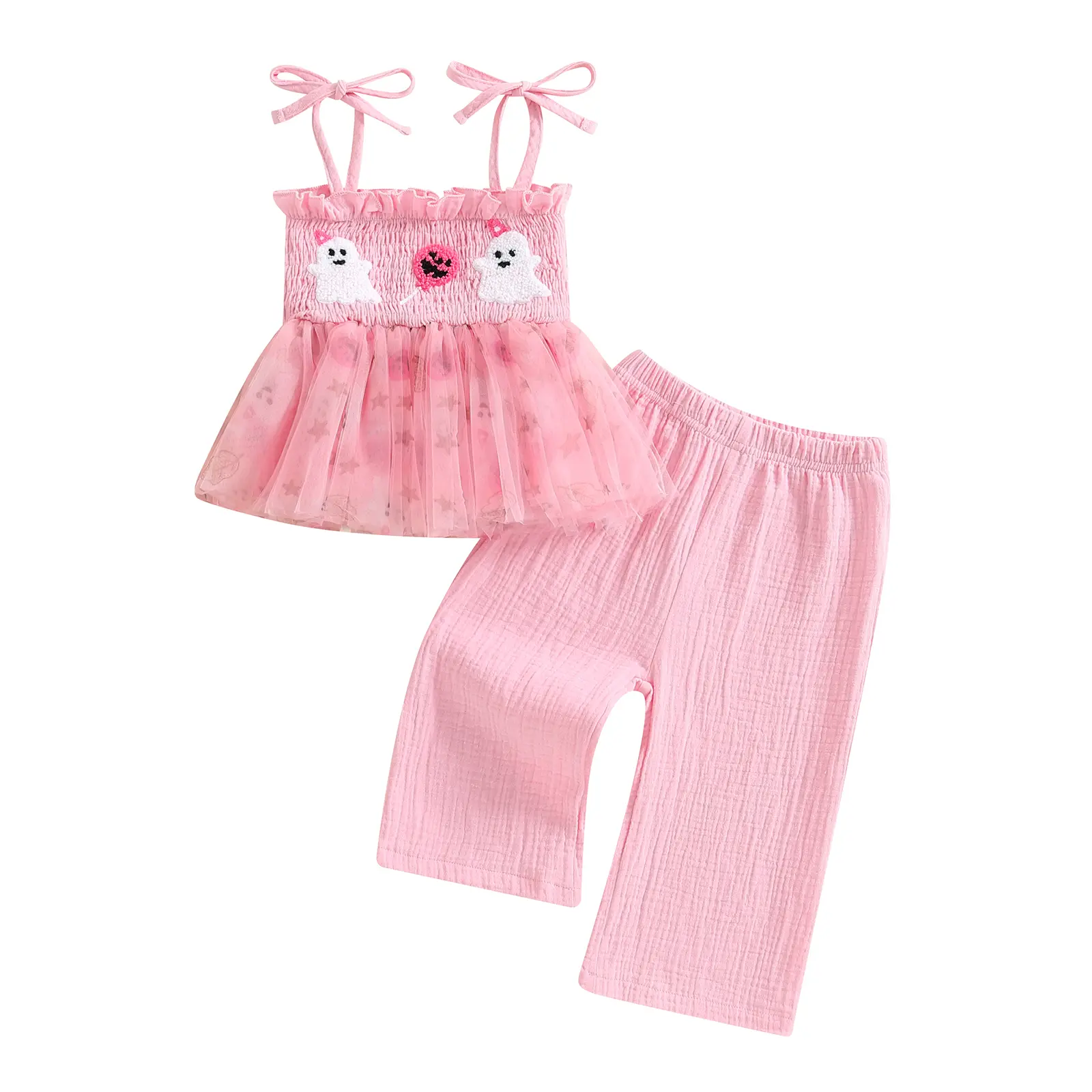 Halloween Toddler Baby Girl Outfit Pumpkin Patch Tank Top+Wide Leg Pants Set Kids Little Girl Halloween Clothes