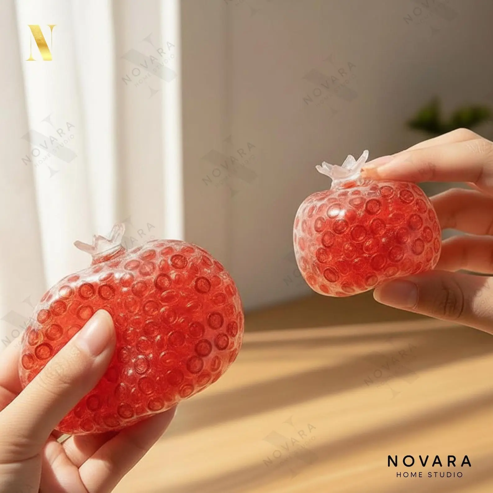 Crunchy Pomegranate Squeeze Ball, Sensory Fidget Toy for Stress Relief, ASMR Squishy Gift for Kids & Adults.