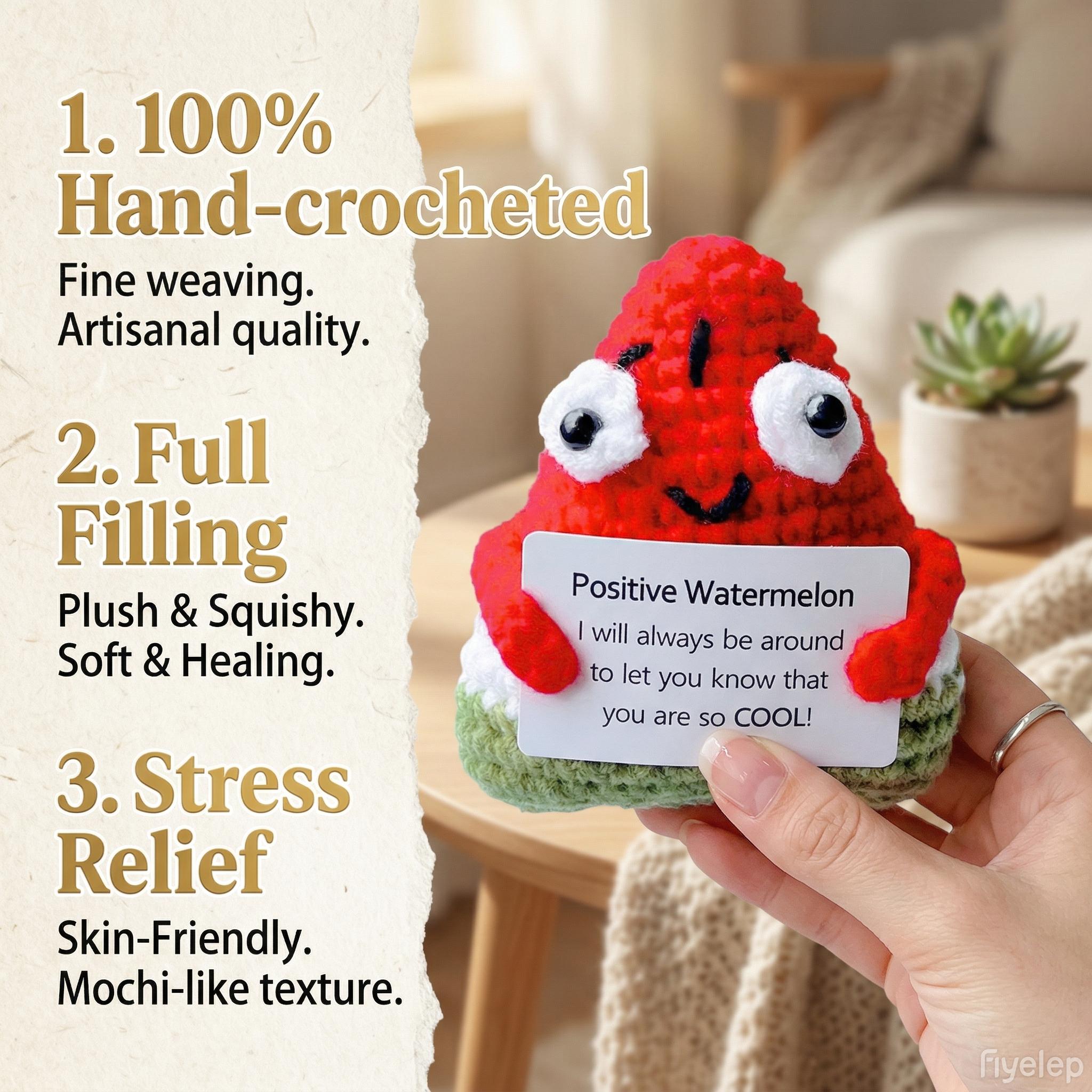 Handmade Crochet Watermelon Plush, Emotional Support Plush for Stress Relief & Anxiety, Cute Knitted Doll as Christmas Presents, Holiday Gifts, Birthday Gifts for Women, Gifts for Men, Gifts for Women, Teacher Appreciation Gifts, Birthday Gifts & Sweet Gi