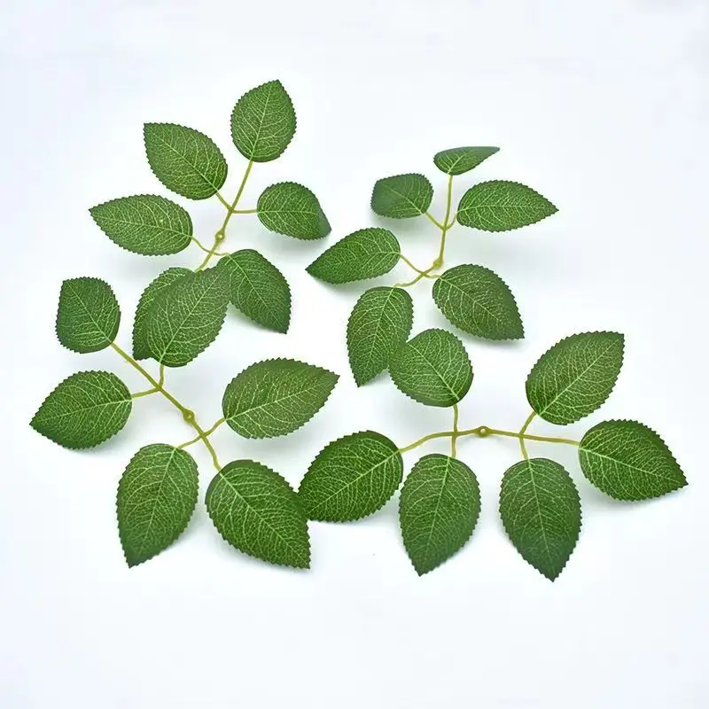 Realistic Silk Printed Leaf Rose Leaves, Six-Petal Forest Style Wedding DIY Craft Accessories, Living Room Decor