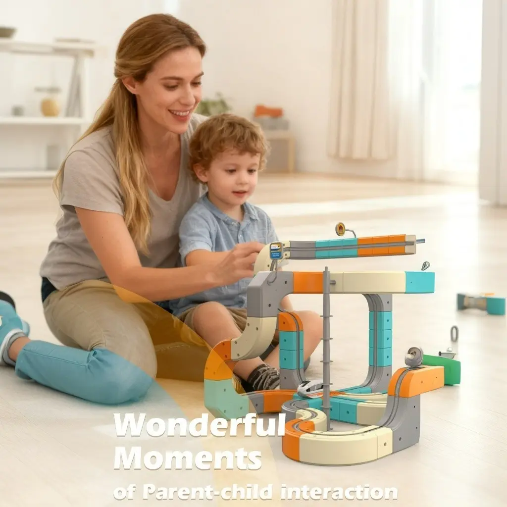 Magnetic Buildable Electric Track Toy, Anti-Gravity Roller Coaster, Free Assembly, Educational Train Model, USB Powered, Battery Included, Experimentation