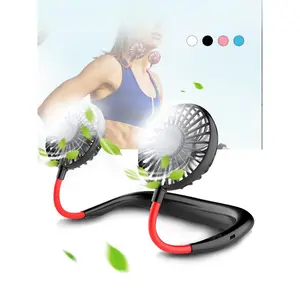 USB Portable Fan Cold Fan Hands Free Neck Fan Hanging Rechargeable Mini Sports Fan 3-Speed Adjustable Neck Dual Fan Home Office