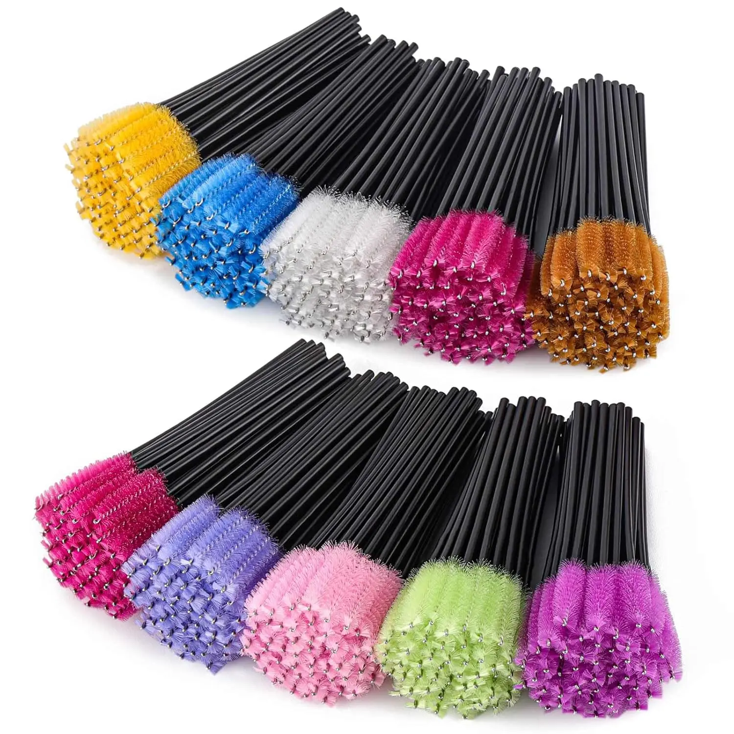 500 Pieces Disposable Mascara Wands Eyelash Brush Brow Brushes Applicators Lash Spoolies for Eye Lash Extension - Multi Color