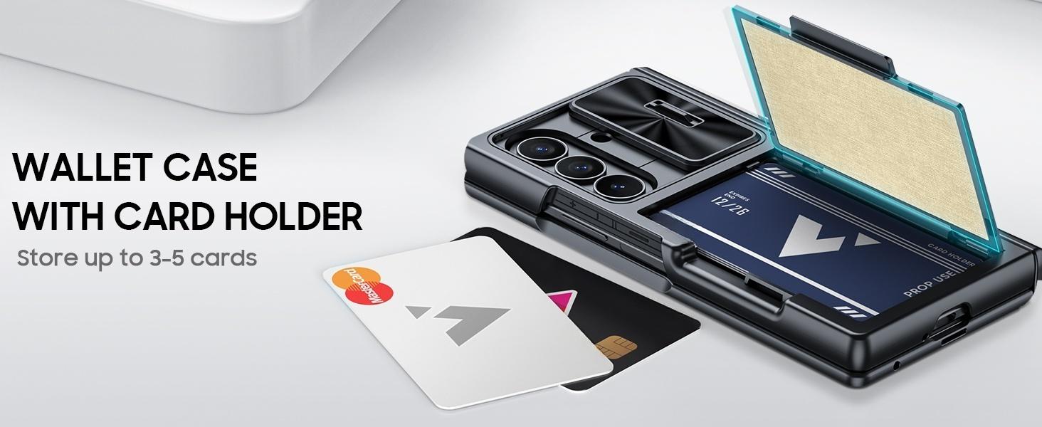 for Samsung Galaxy Z Fold 7 Case RFID Wallet with Cards Holder [Hinge Cover] [Camera Cover] Shockproof Silicone Protective Phone Case for Z Fold 7 2025-Black