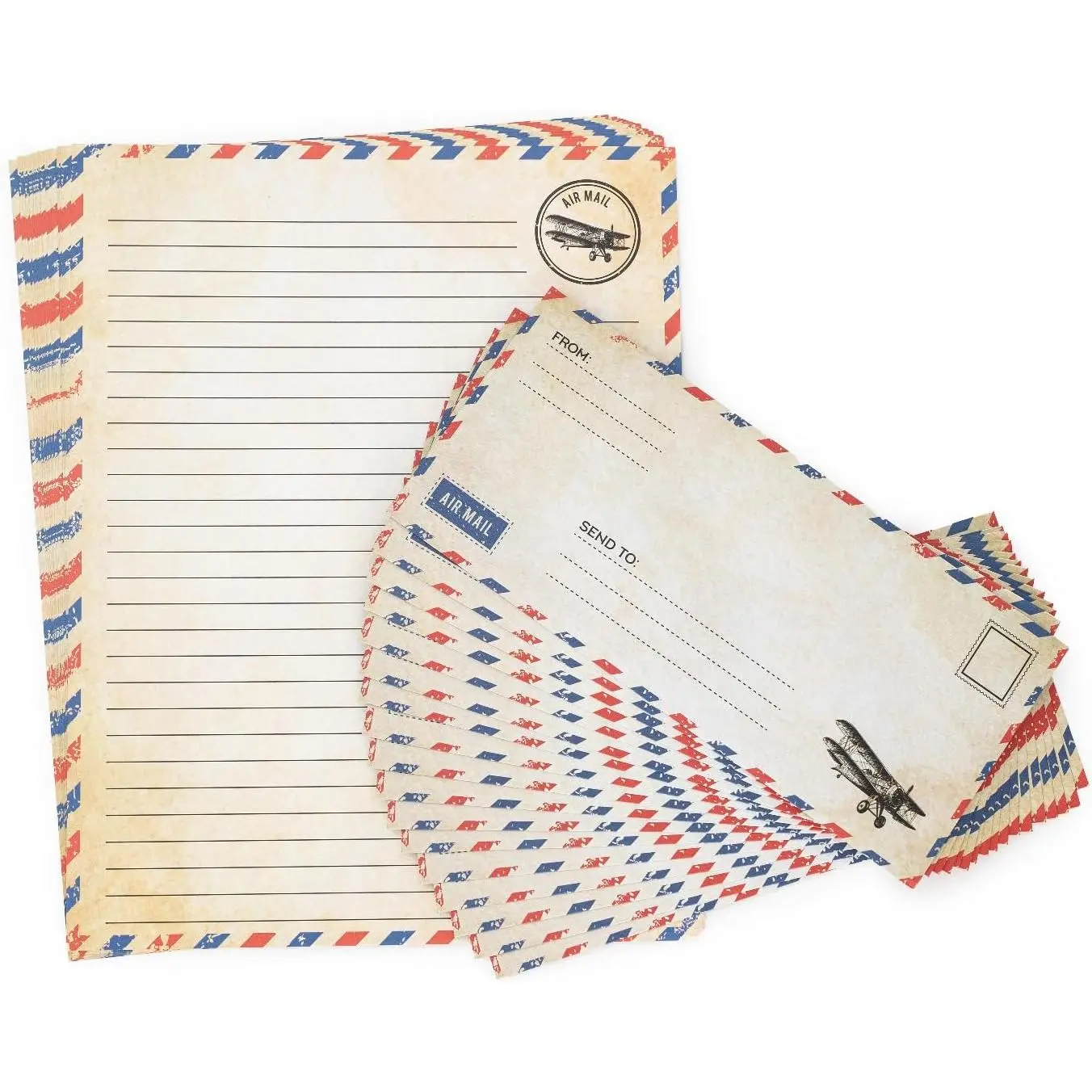 Airmail Letter Set - Make Long Distance Messages Feel  Meaningful | 60 count Paper and Envelope Set - Blue Airmail Stationery Makes Invitations, Love Letters and Troop Mail Feel  Personal