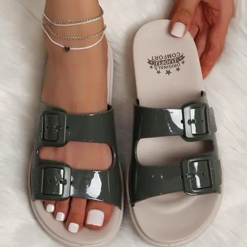 Women's Fashionable Plain Color Glitter Design Slides, Square Toe Slide, Sandals For Summer, Trendy Slides for Indoor & Outdoor Wear, Ladies Slippers, Flat Slipper, Casual Flat Slippers, Sliders Shoes