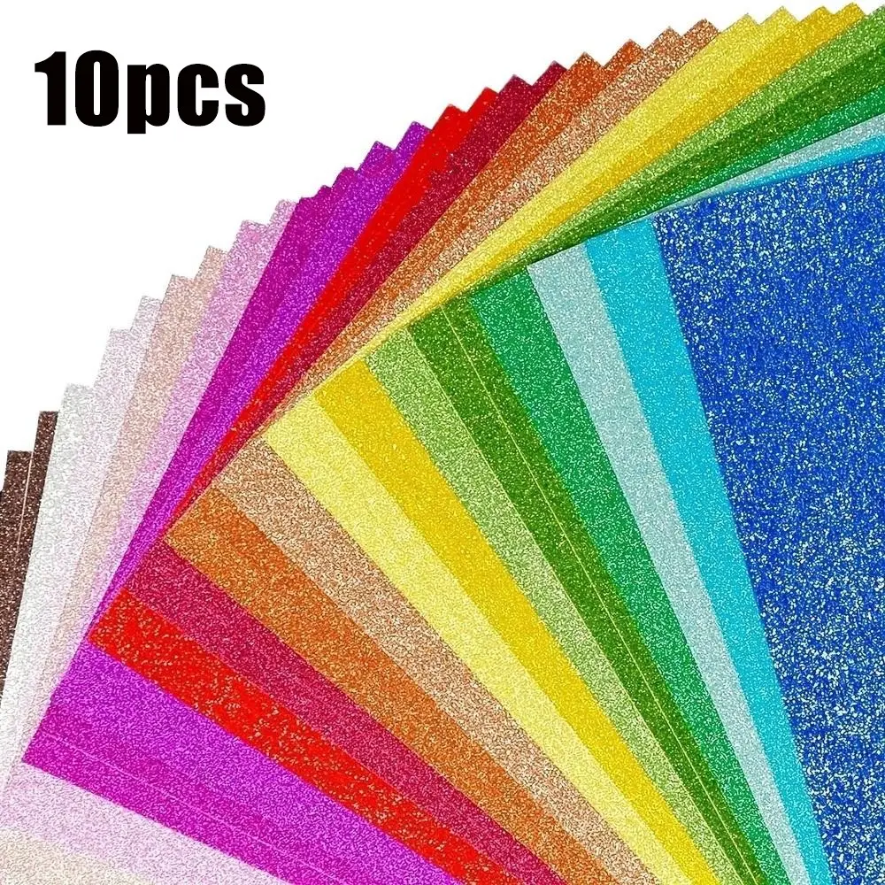 A4 Glitter Cardstock Paper, 10pcs Colorful Crafts Premium Glitter Paper, A4 Glitter Card Stock for DIY Projects Card Making Gift Making