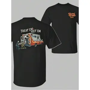 180gParamedic T-Shirts Featuring Detailed Ambulance Graphics, Humorous Slogans Like "Treat Them And Send Them Away, " And A Front Badge. Emergency Medical Style, Suitable For First Responders, And A Good Gift For Paramedics.
