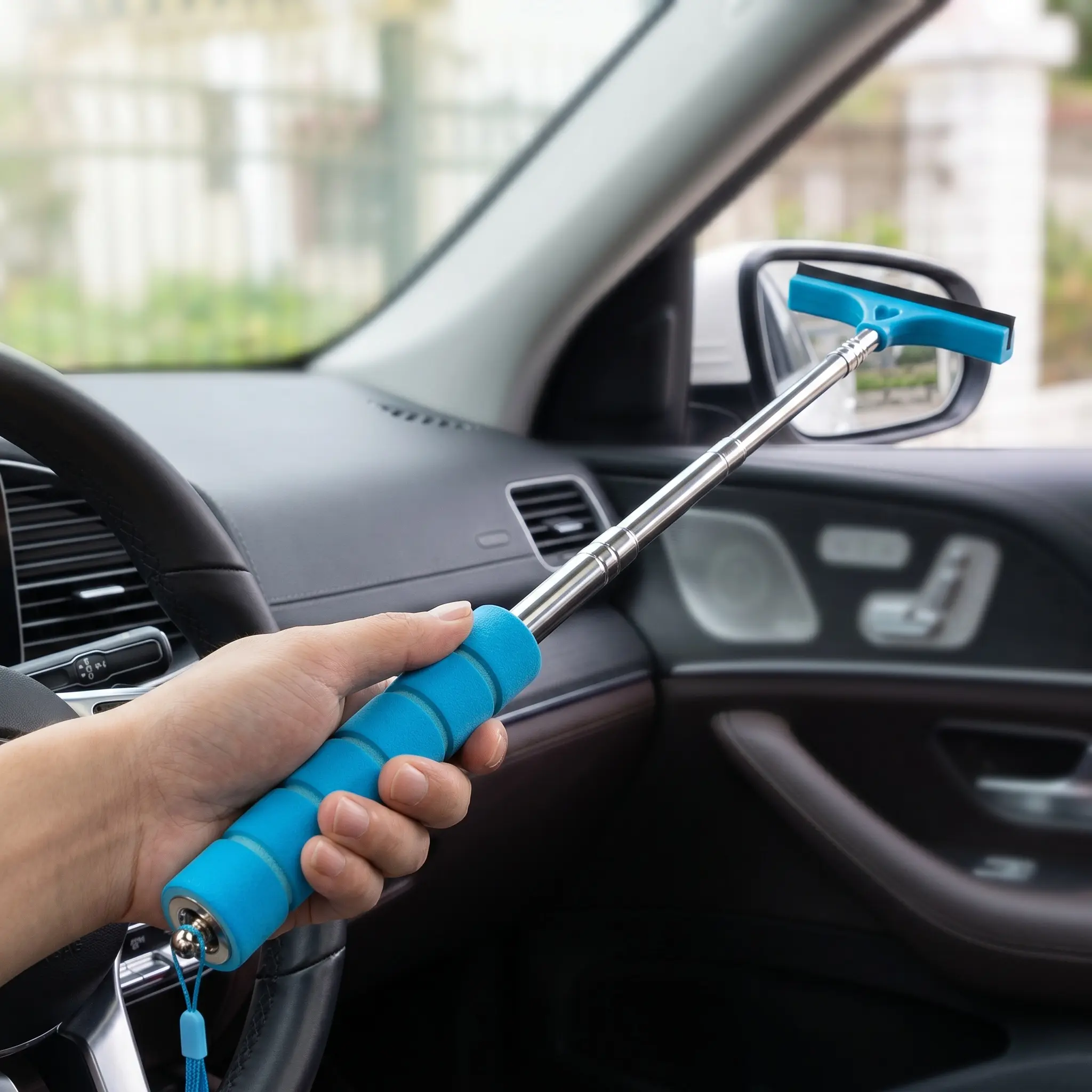Retractable Car Rearview Mirror Wiper, 1 Count Portable Rain Cleaning Tool and Water Remover for Rearview Mirror and Glass, Windshield Cleaner, Car Cleaning Supplies, Auto Detailing Supplies-YY1