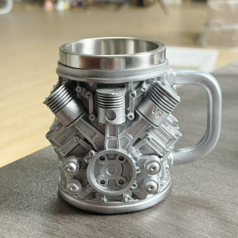 3D V6 Engine Shaped Coffee Mug, Novelty Mechanical Engine Design Cup, Food-grade Resin Car Enthusiast Gift, Realistic Piston Cylinder Texture Mug for Coffee Tea, Perfect for Home Office Garage Decor 3D V6 Engine Shaped Coffee Mug, Novelty Mechanical Engine Design Cup, Food-grade Resin Car Enthusiast Gift, Realistic Piston Cylinder Texture Mug for Coffee Tea, Perfect for Home Office Garage Decor