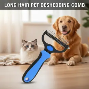 Premium Pet Grooming Tool: Dual-Edge Dematting Rake for Dogs & Cats – Effortless De-Shedding, Tangle-Free, Pain-Free Detangling