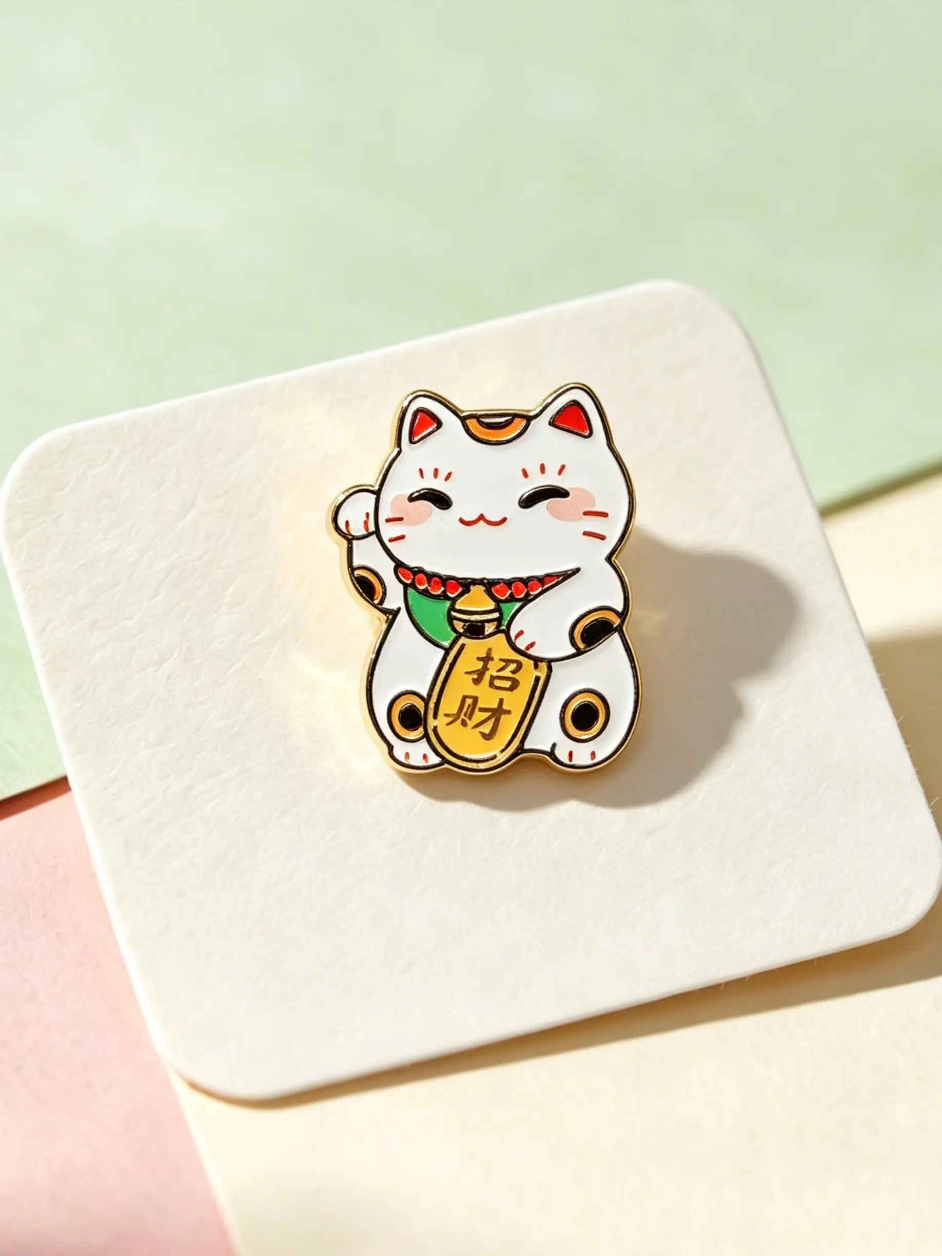 1pc Maneki Neko Lucky Cat Enamel Pin, Japanese Fortune Wealth Cat Lapel Badge, Lucky Charm Animal Brooch for Jacket Bags, Good Luck Gift for Business & Cat Lovers