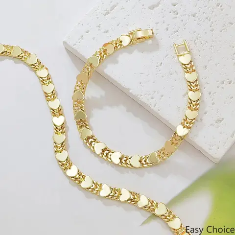 14K Gold Plated Double Row Cuban Link Bracelet for Women, Smooth Polished Heart Charm Chain Bracelet, Chunky Stackable Wrist Jewelry Gift for Birthday Valentine’s Day