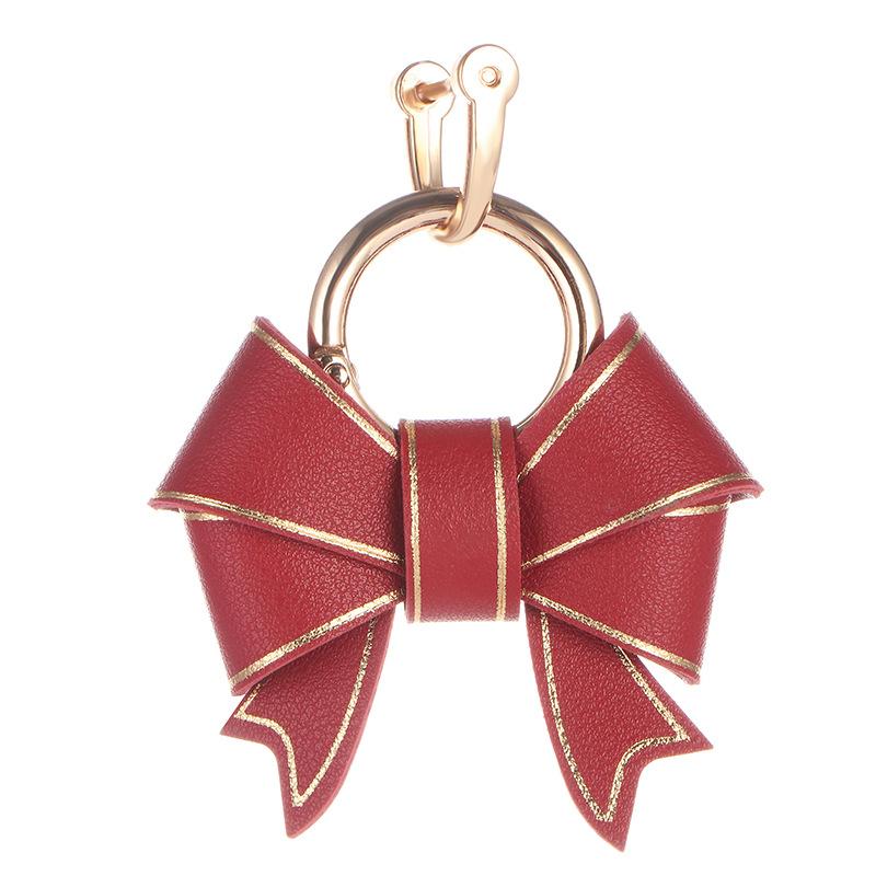 Bowknot Keychain for Women, PU Leather Cute Bow Key Ring Personalized Car Key Holder Purse Handbag Pendant Charm with D Ring Backpack Decorations Craft Accessories Women Ladies Gift