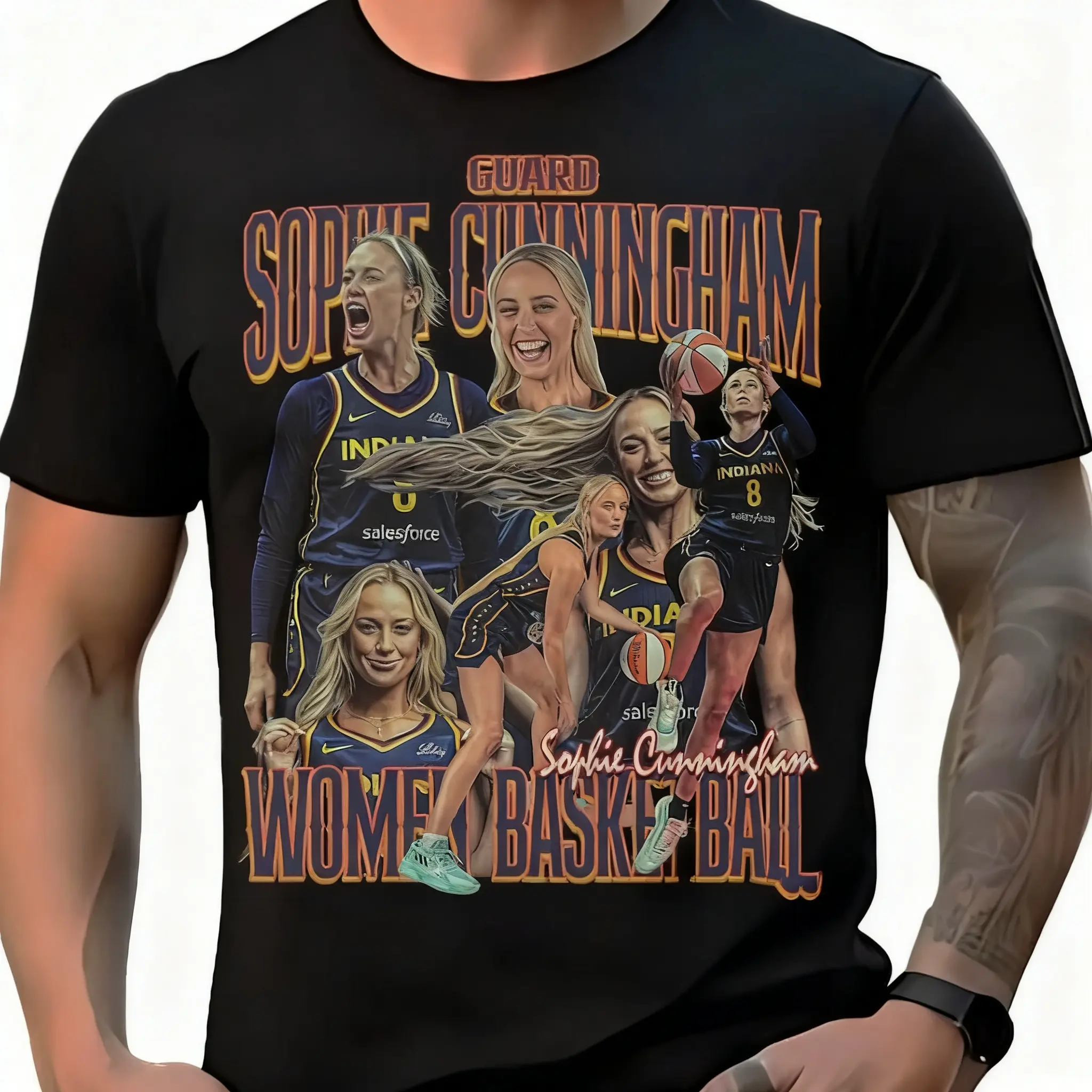 Men's Sophie Cunningham Basketball Athlete Bootleg Vintage Round Neck Short-Sleeve T-Shirt, Menswear Top