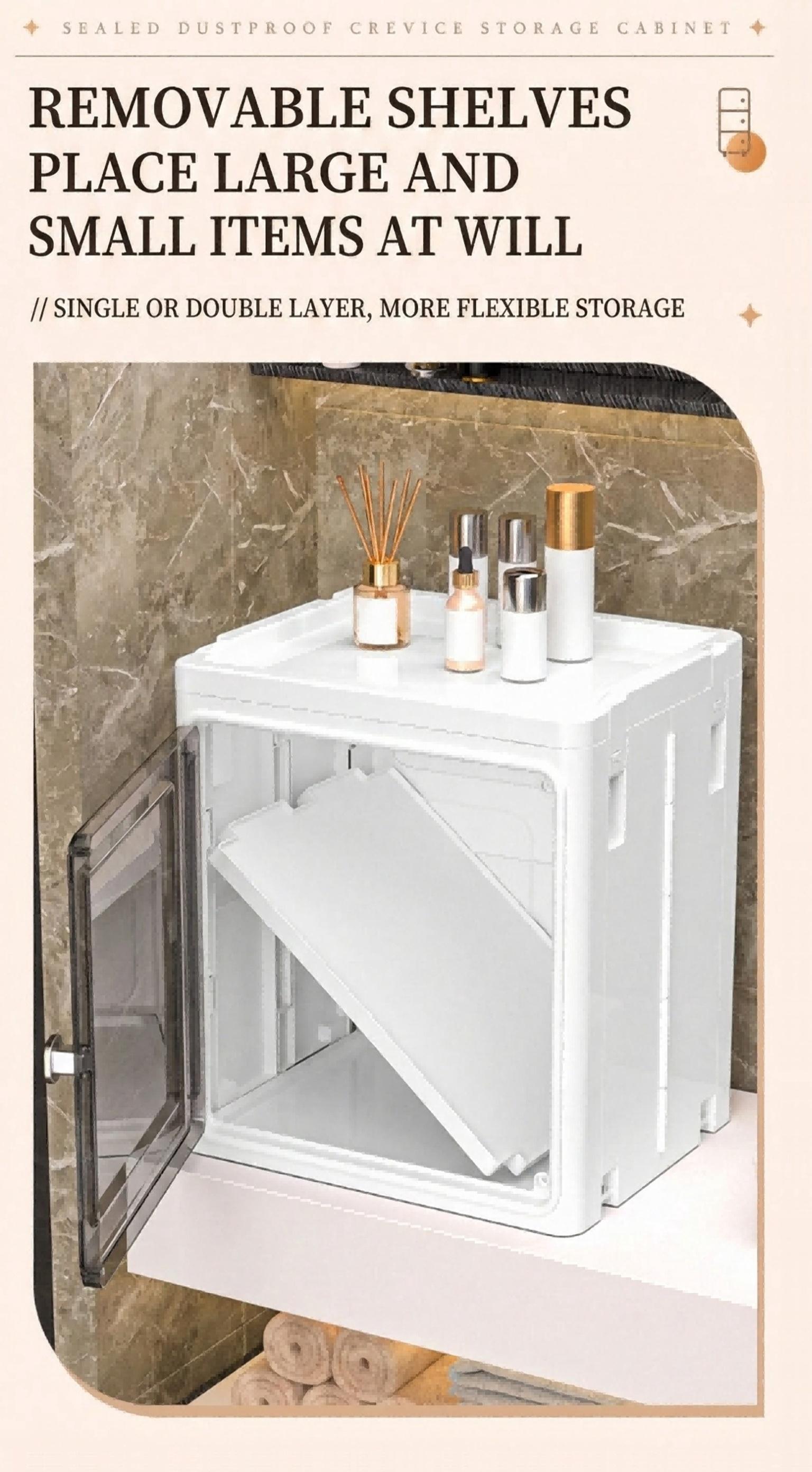 Naviconvex 8.7/12.6 Slim Storage Cabinet with Doors, 2-5 Tier Narrow Space Organizer, Large Capacity Freestanding Bathroom Kitchen Laundry Room Storage Solution