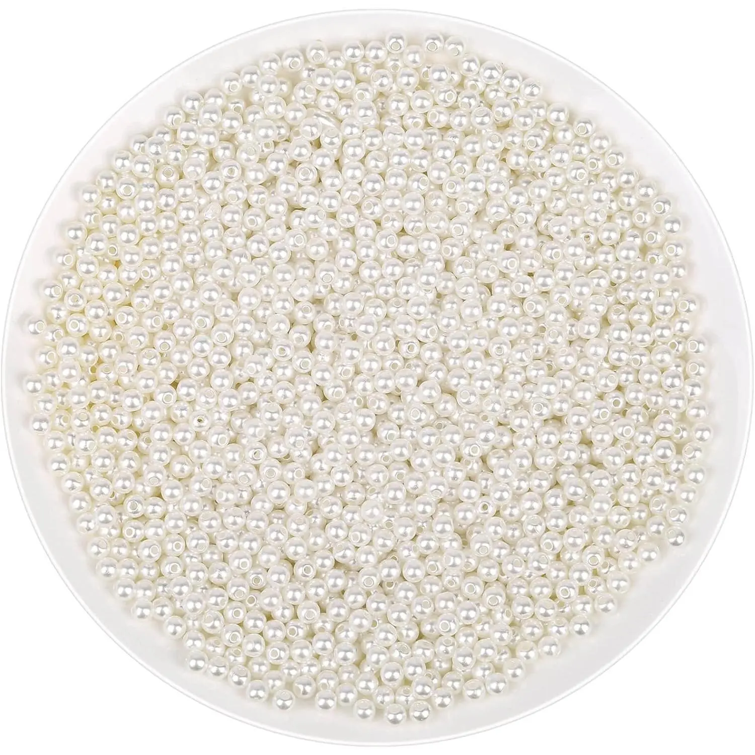 Synthetic Hole Threaded Craft Beads, 2000-Count 4MM Small Sewing Beads for DIY Beading, Jewelry Making (Bracelets, Necklaces) and Craft Decorations