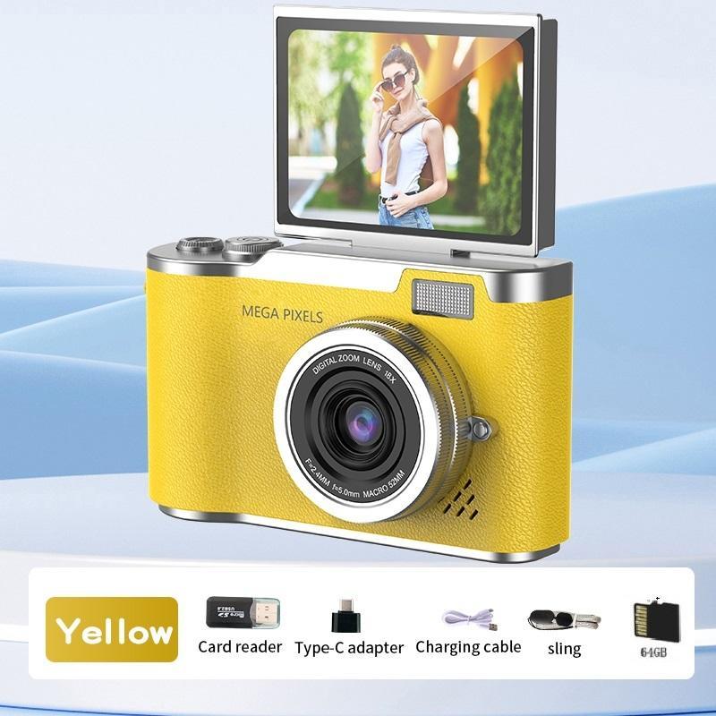 HD Digital Camera, 2.4 Inch Flip Over Display Screen Digital Compact Video Camera for School Photography, Outdoor Camera