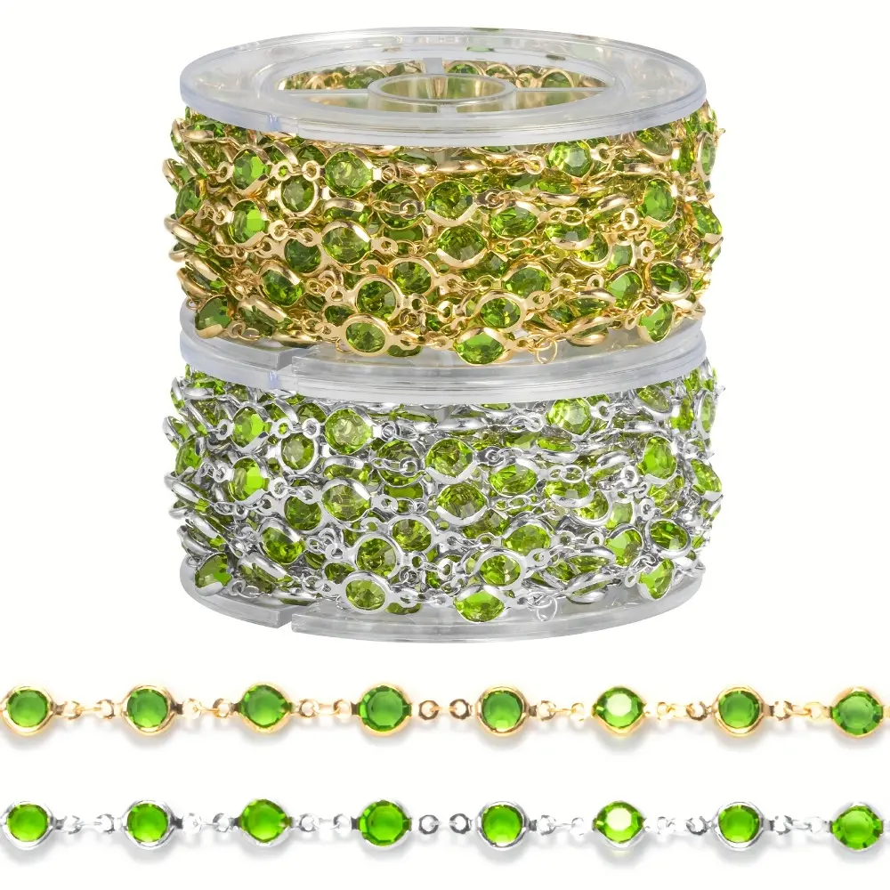 5 Meters/16.404 Feet, Grass Green Stainless Steel Chain Jewelry Chain, for Jewelry Making Craft Bracelet Necklace Additions