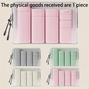 6 Piece Travel Set Shampoo Body Wash Lotion Cream Bottles, Empty Makeup Cosmetic Containers for Toiletries, Portable Compact Organizer Kit