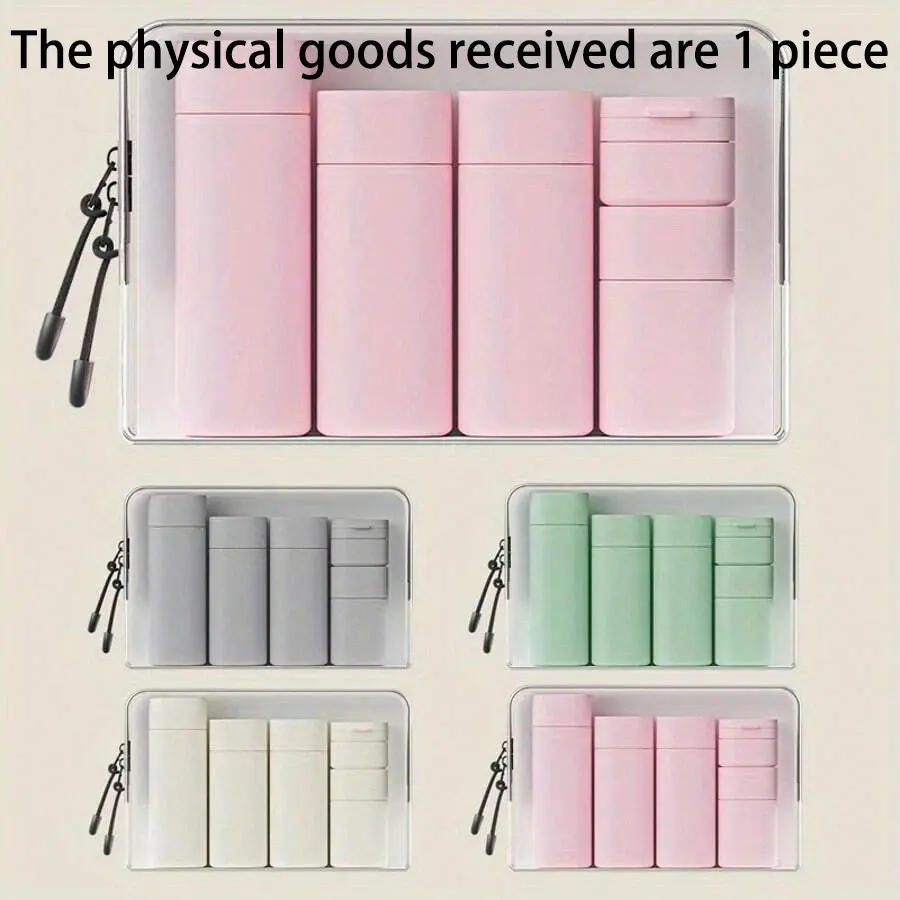 6 Piece Travel Set Shampoo Body Wash Lotion Cream Bottles, Empty Makeup Cosmetic Containers for Toiletries, Portable Compact Organizer Kit