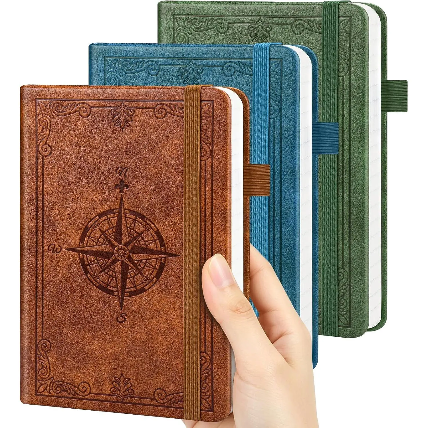 A6 Pocket Notebook Lined Journal: 3 Pack Small Notebook College Ruled, Leather Mini Notebook, Small Notepad Office Supplies, Pocket Journals for Writing Travel, No Bleed Paper, 384 Pages, 3.7”x 5.7”