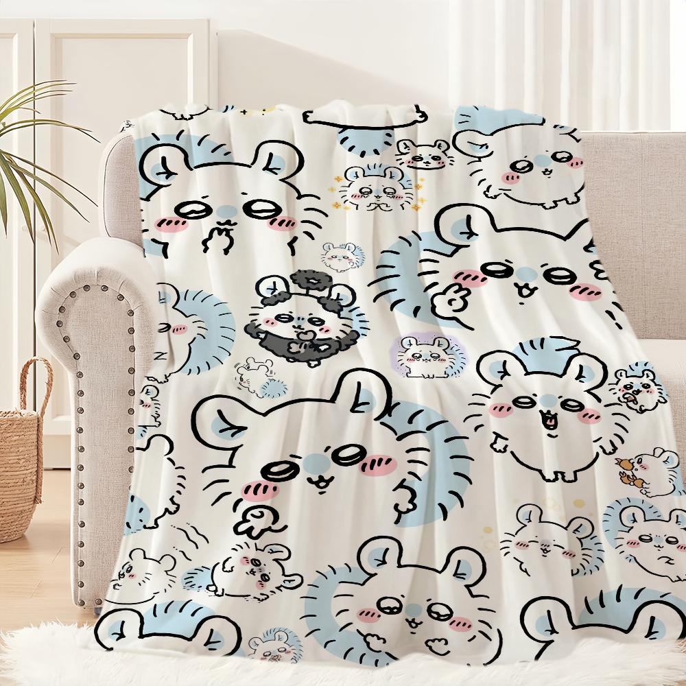 Cute Momonga C-Chiikawa Cartoon Blanket Plush Nap Sofa rug for Living Room Warm Office Bedroom Birthday Home Travel Kid Gifts