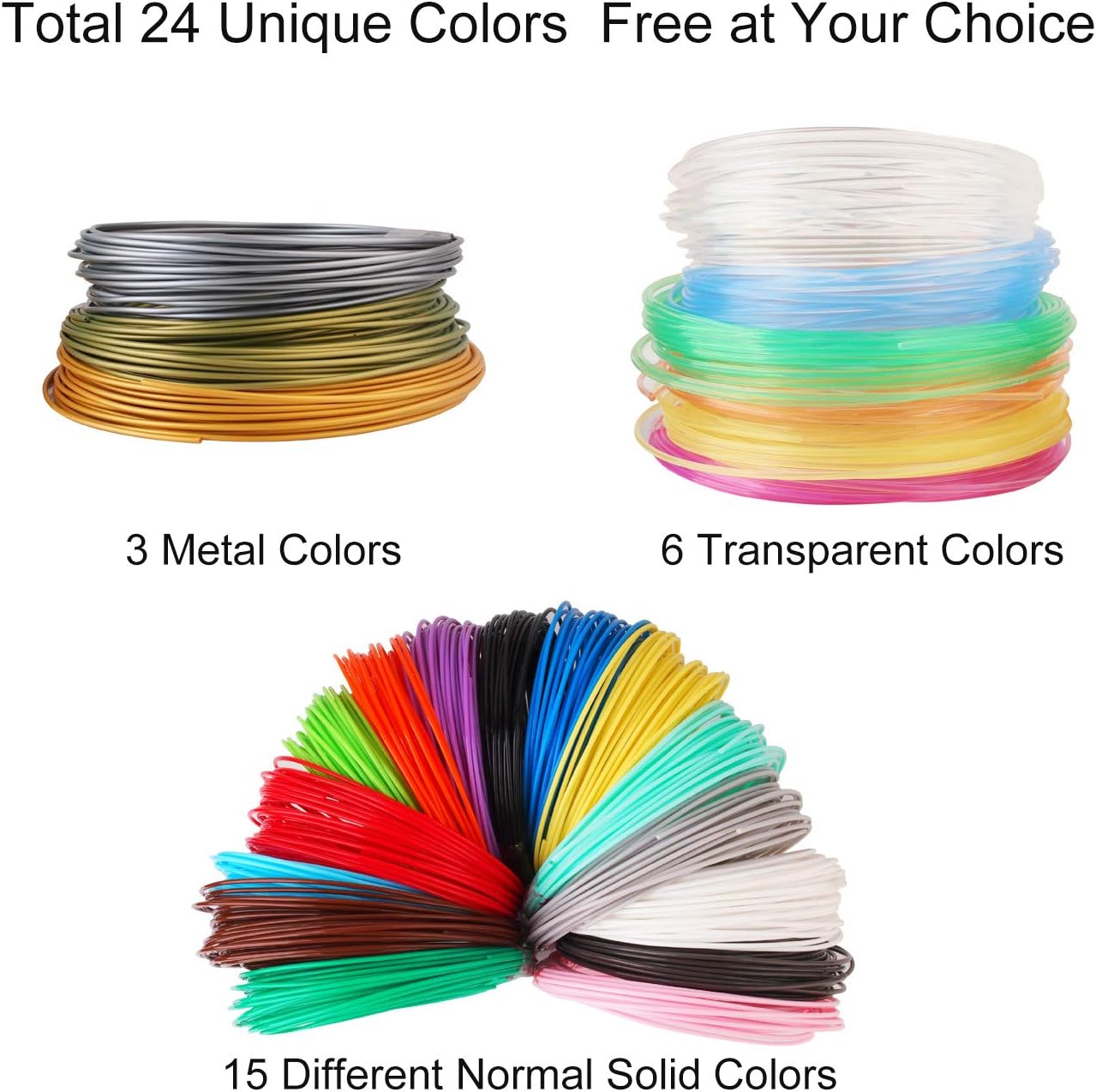 3D Pen 3D Printer PLA Filament Refill, 1.75mm PLA Filament Pack, High-Precision Diameter Filament, Each Color 10 Feet, Total 160 Feet Lengths, Great PLA Printing Sample Pack, Flashforge, Anycubic