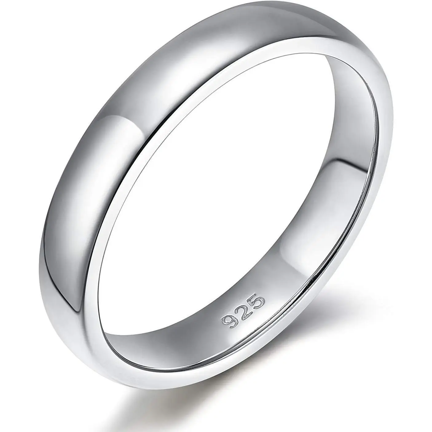 2mm 4mm 6mm Silver Ring High Polish Plain Dome Wedding Band Comfort Fit Size 3-13