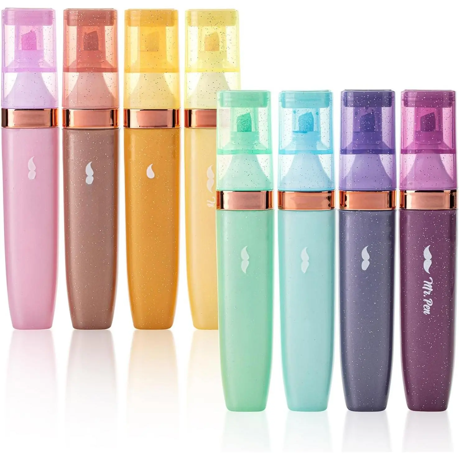 - Glitter Highlighters, 8 Pack, Pastel & Metallic Colors | Chisel Tip Glitter Highlighter Markers for Journaling, Notes, Planners & Creative Highlighting