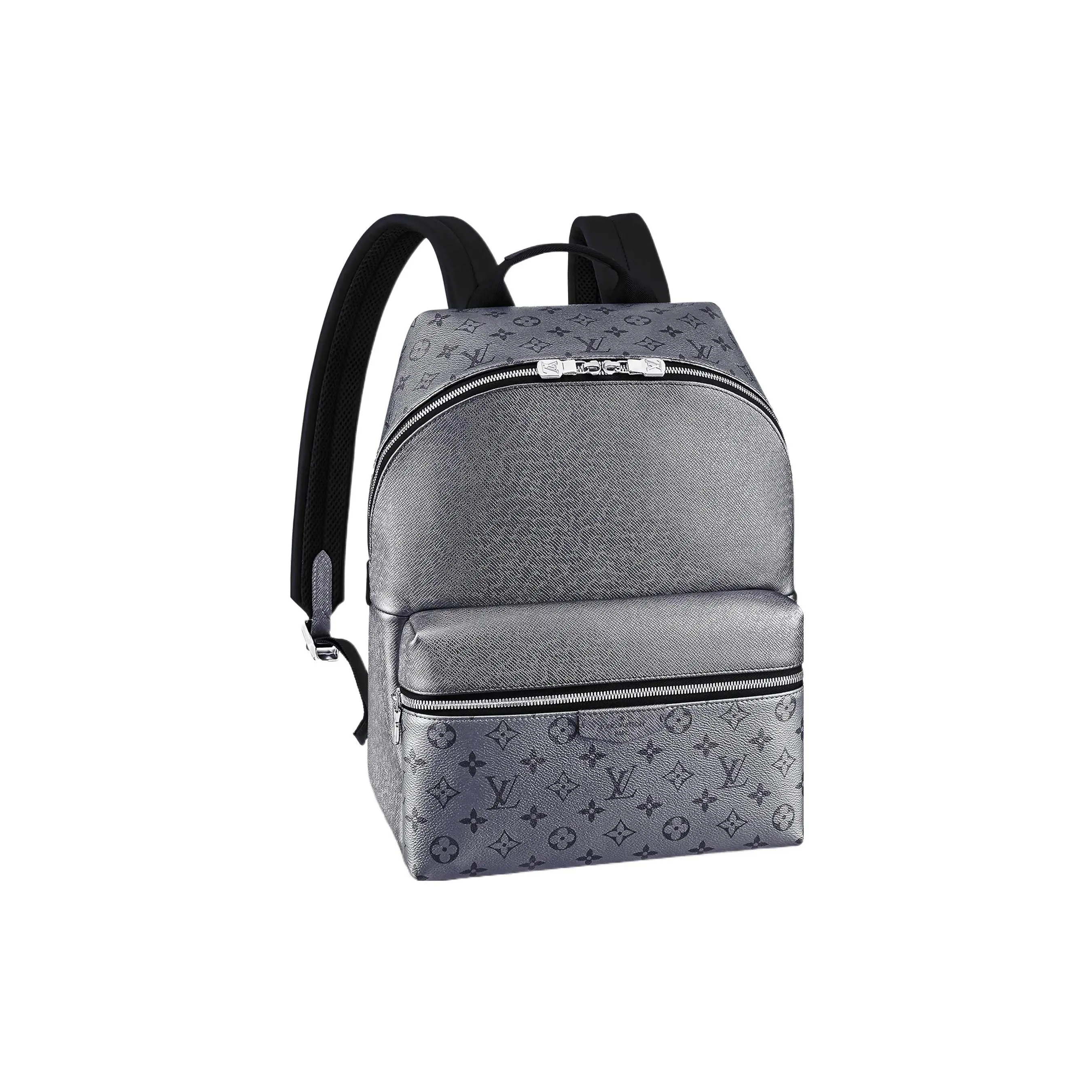 Men's Louis Vuitton Discovery Buckle-Less Backpack - Small, Gray-Black, Monogram Canvas and Taiga Leather Functional Luggage Bag, Buckle-Less Backpacks