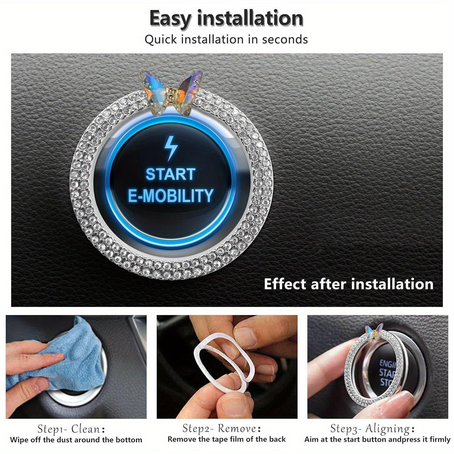 Car Engine Start Stop Button Decoration, Car Accessories for Girls, Car Stuff, Creative Rhinestone Decor Car Engine Start Stop Button Decorative Accessories, Car Decor for Girls, Car Gadgets, Car Interior Decor for Women