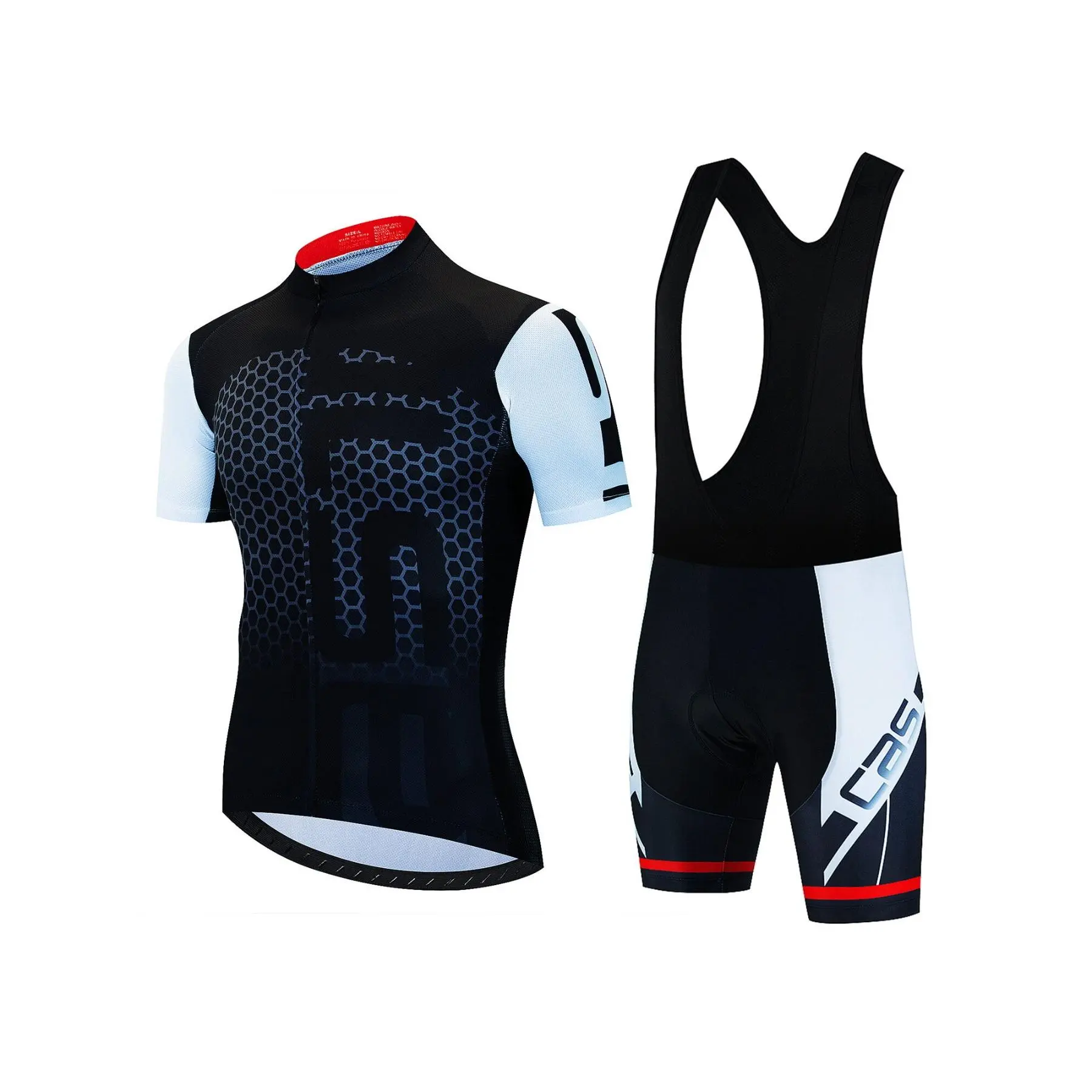 Men's two-piece short-sleeved cycling outfit, breathable and quick-drying cycling suit and shorts set, men's outdoor sports cycling suit