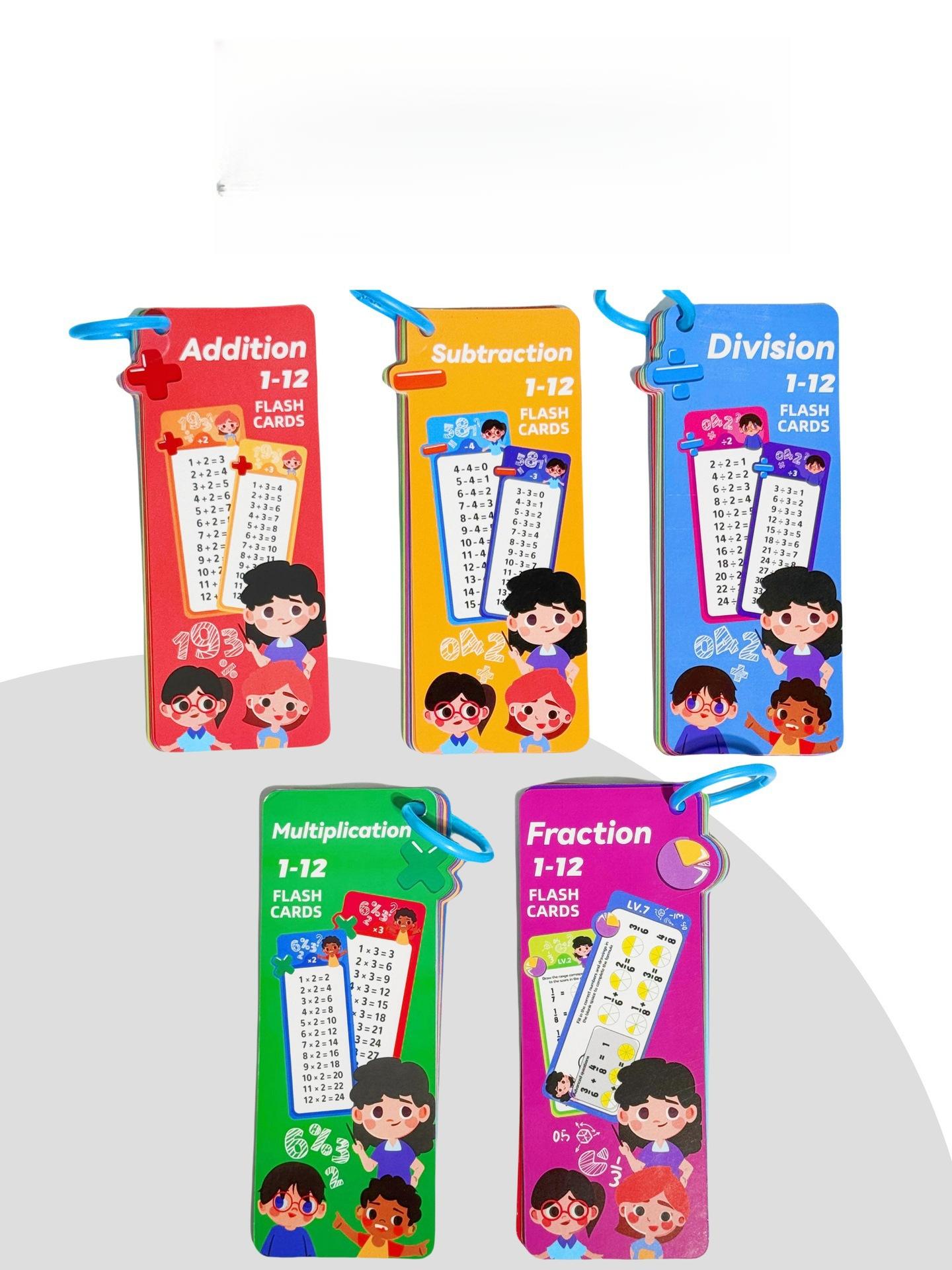 Addition, subtraction, multiplication, and division elementary school math arithmetic cards, erasable children's learning teaching aids, calculation training cards