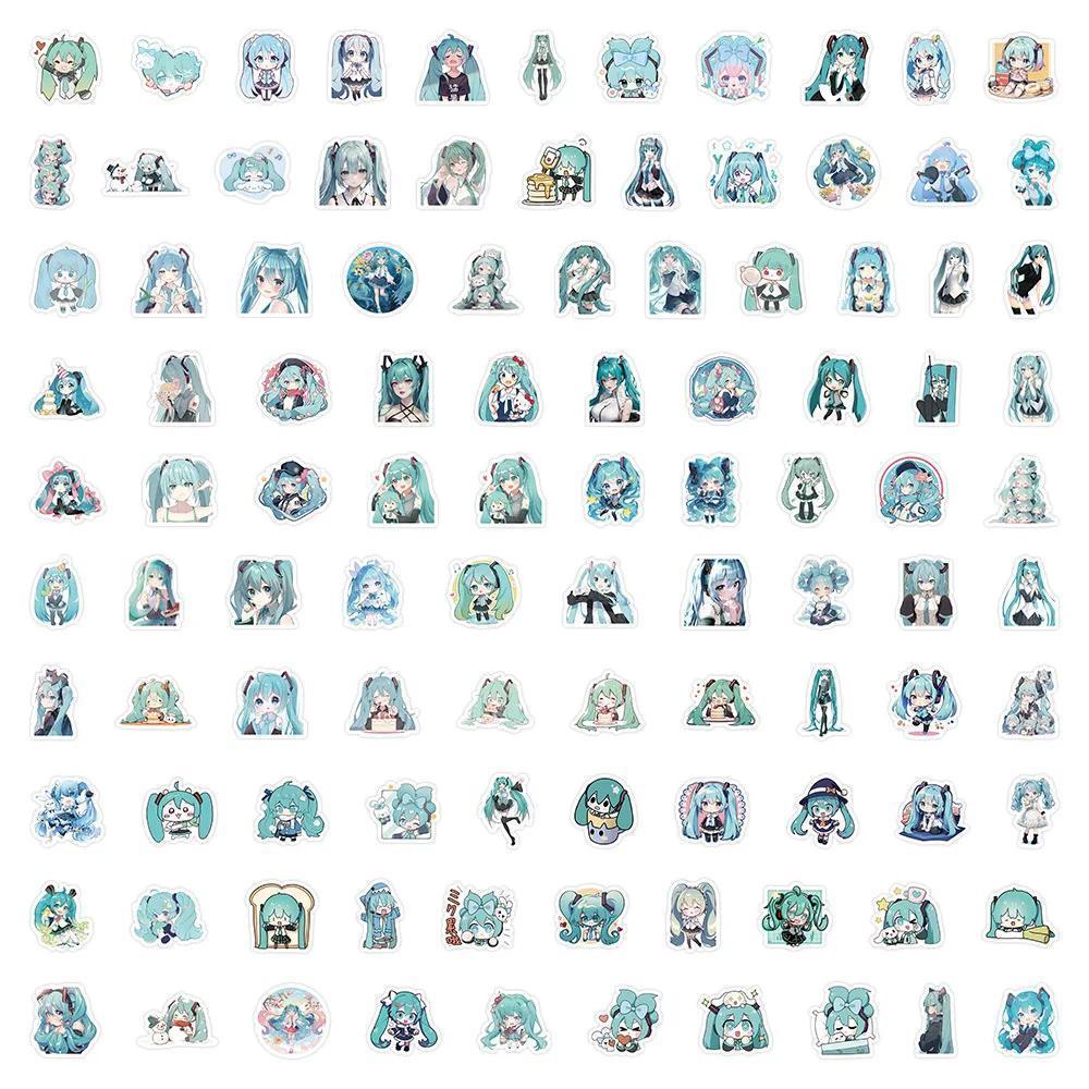 100pcs Hatsune Cute Miku Stickers Pack Waterproof Phone Case Cartoon Journaling Stationery Kawaii Packaging Laptop Sticker popular