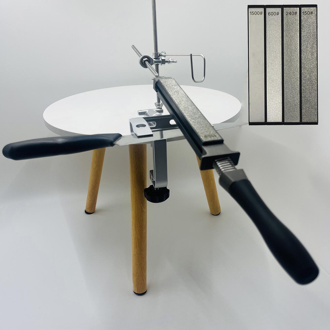 Professional Kitchen Knife Sharpening System with Multiple Stainless Sharpening Stones, Fixed Angle Design for Precision Grinding and Polishing, 360° Rotating Flip