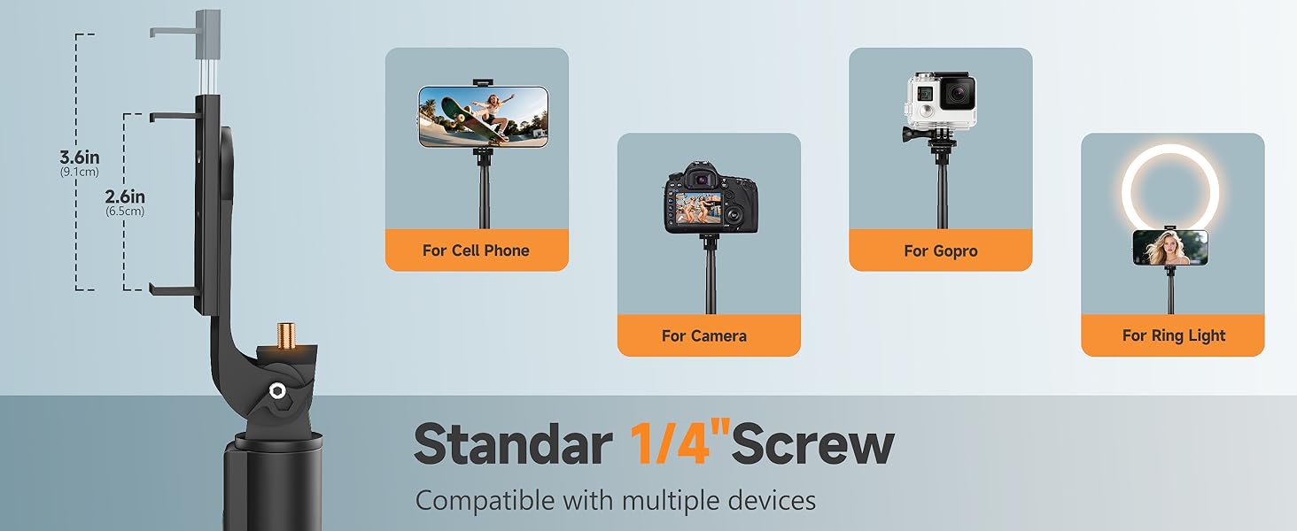 71" Phone Tripod & Selfie Stick, Portable All in One Extendable Cell Phone Tripod Stand, with Wireless Remote Control for iPhone/Samsung/Android/Camera