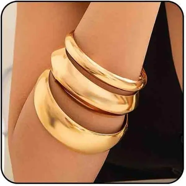 Chunky Bangle Bracelets for Women Thick Cuff Bracelets Big Chunky Bracelet Large Wide Wrist Statement Bracelet for Women Fashion Trendy
