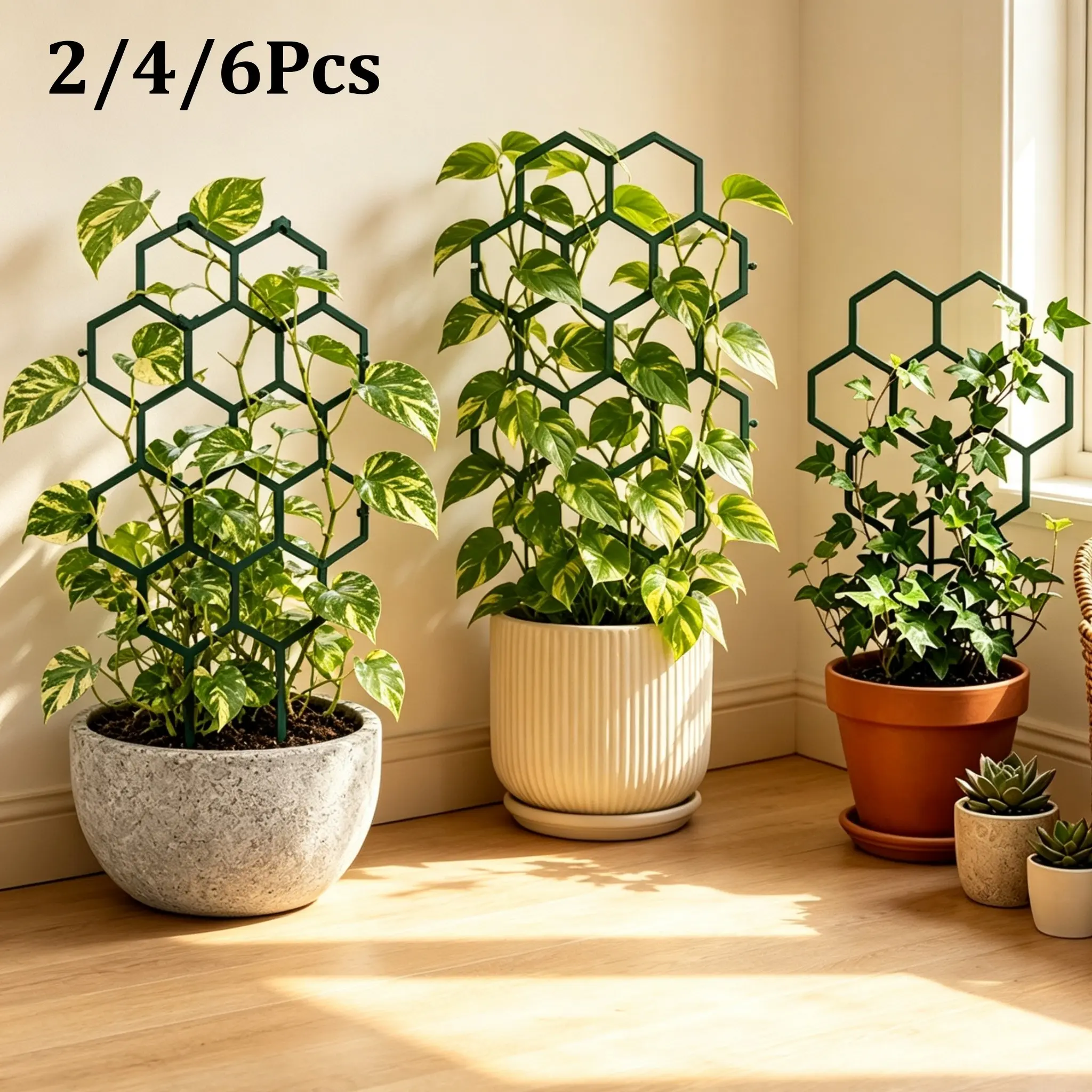 Honeycomb Design Plant Trellis Plastic Climbing Frame Indoor Outdoor Garden Support Stake for Potted Vines Flowers Growth Plant Stakes For Indoor Plants