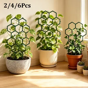 Honeycomb Design Plant Trellis Plastic Climbing Frame Indoor Outdoor Garden Support Stake for Potted Vines Flowers Growth Plant Stakes For Indoor Plants Climbing Plant Stand