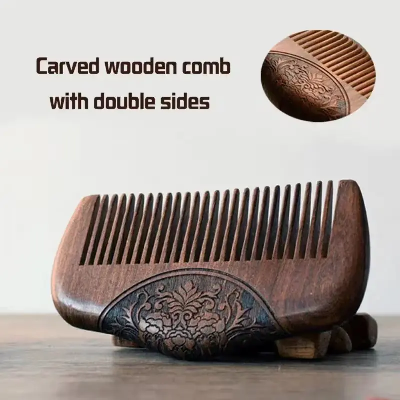 Pocket Wood Comb, Natural Gold Silk Ultra-Fine Teeth, Anti-Static Dandruff Beard Comb, Ideal for Hairstyle Design