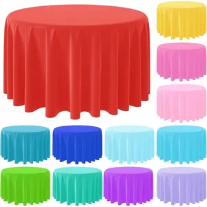 12 Pack Assorted Color 84Inch Round Plastic Disposable Tablecloths Colorful Table Covers for Birthday Wedding Picnic Fiesta Home Party Decorations 12 Colors