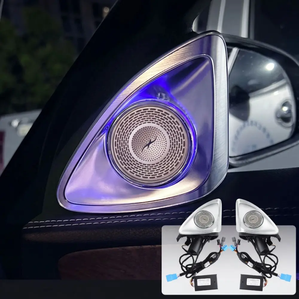 Yobis Mercedes-Benz 64-Color Ambient Light 4D Rotating Tweeter Speaker, Special Car Audio 4D Rotating Stereo Car Tweeter (with Ambient Light) Modification Upgrade, Cars Accessories, Suitable for Mercedes-Benz W213/W205/W222 and Other Models