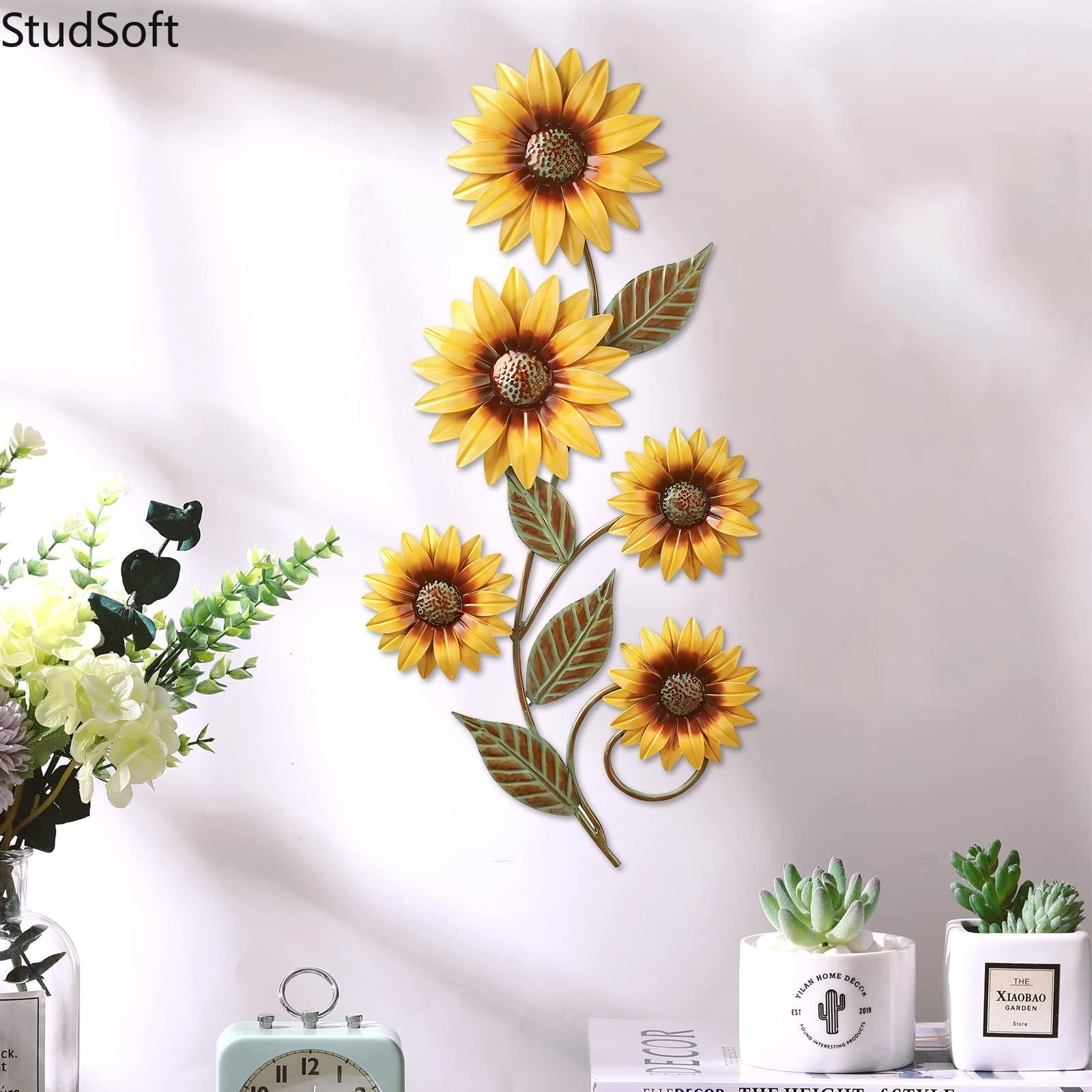 Summer Sunflower Wall Decor & 3D Metal Flower Wall Art, Outdoor Decor for Fence, Yard, Patio & Garden